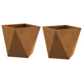 Set 2 Jardiniere Oțel Ruginit 30x30x30 cm - Livrare Gratuită 2