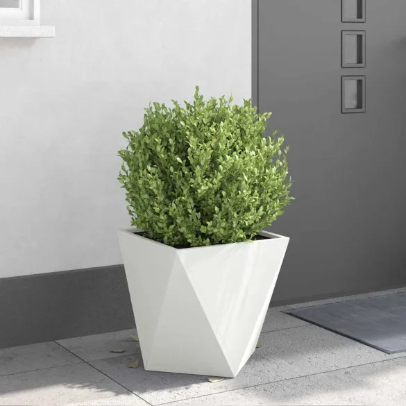 Jardinieră Albă 2 Bucăți Oțel 40x40x40 cm | Decor Grădină