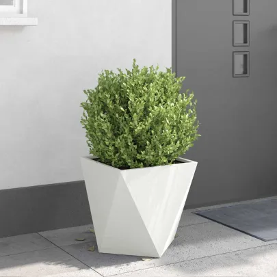 Jardinieră Albă 2 Bucăți Oțel 40x40x40 cm | Decor Grădină