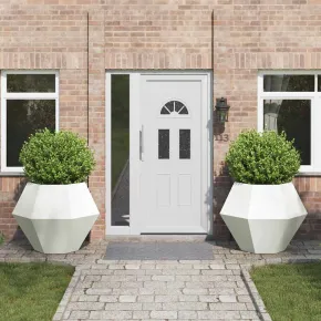 Jardinieră Albă 2 Bucăți Oțel | 100x100x80 cm | Livrare Gratuită