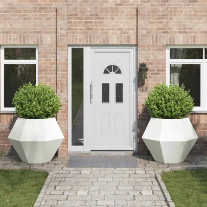 Jardinieră Albă 2 Bucăți Oțel | 100x100x80 cm | Livrare Gratuită