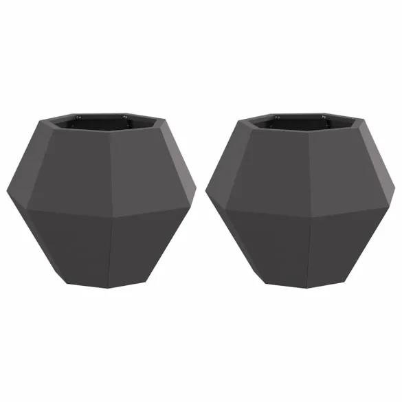 Jardinieră 2 pcs Negru Oțel 50x50x40 cm - Livrare Gratuită