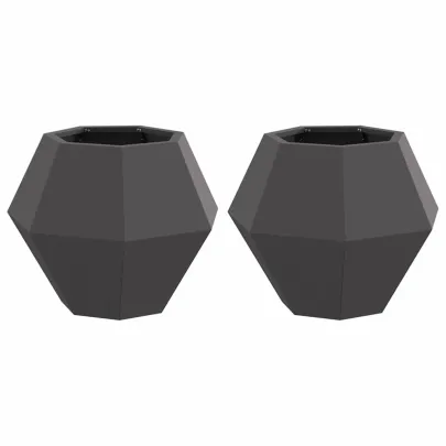 Jardinieră 2 pcs Negru Oțel 50x50x40 cm - Livrare Gratuită