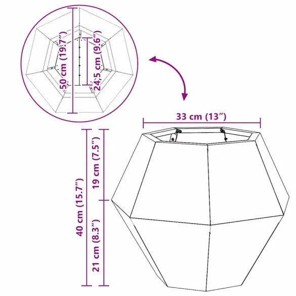 Jardinieră 2 pcs Negru Oțel 50x50x40 cm - Livrare Gratuită