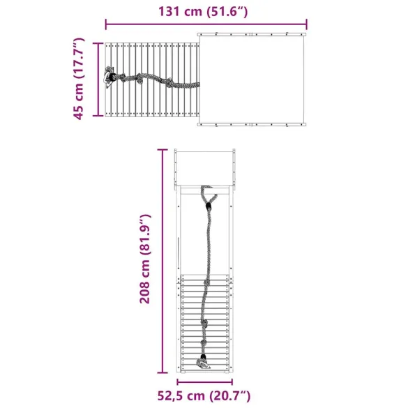 Set Joacă Exterior Lemn Pin - Turn cu Cățărare Copii