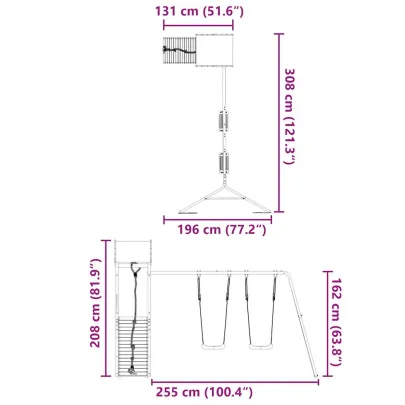 Set joacă exterior lemn pin | Turn cu leagăn dublu