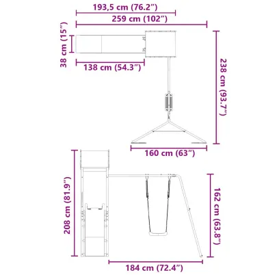 Set joacă exterior lemn masiv pin - Tobogan și leagăn