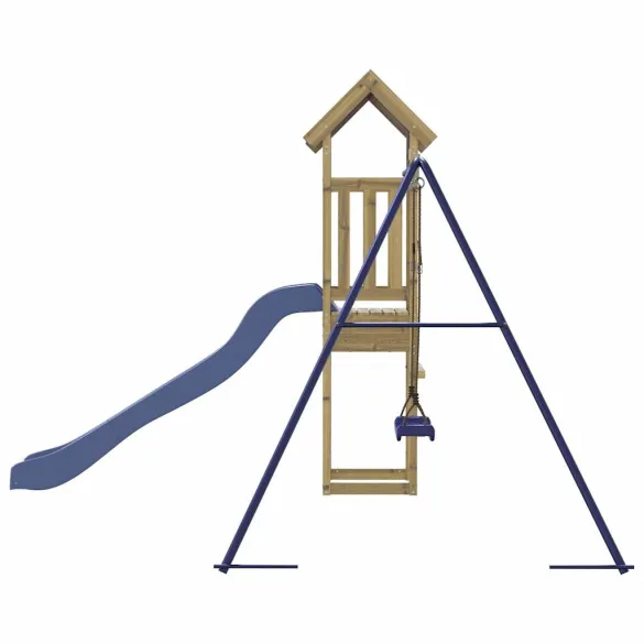 Set Joacă Exterior Lemn Pin cu Tobogan și Leagăn