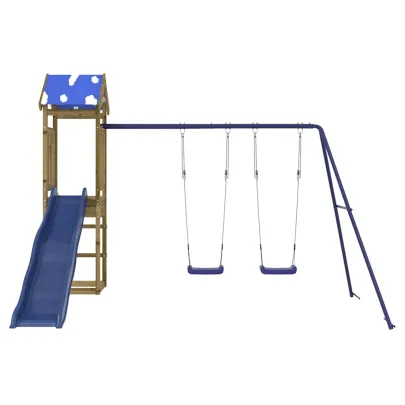 Set Joacă Exterior Lemn Pin | Tobogan și Leagăn Dublu