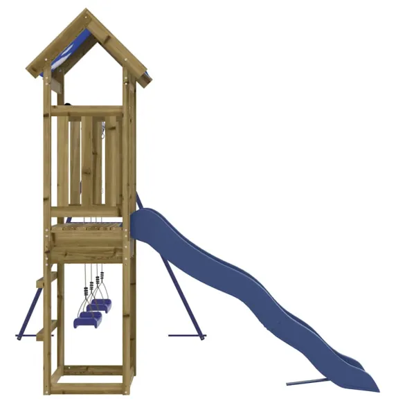 Set Joacă Exterior Lemn Pin | Tobogan și Leagăn Dublu
