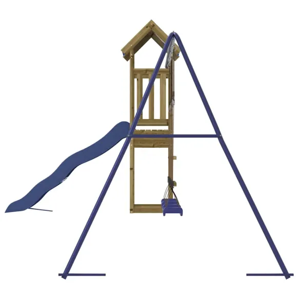 Set Joacă Exterior Lemn Pin | Tobogan și Leagăn Dublu