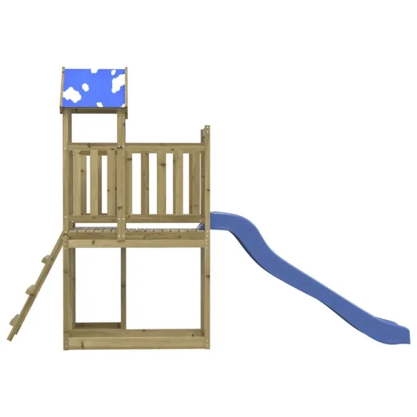 Set joacă exterior lemn pin cu tobogan pentru copii