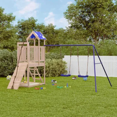 Set Joacă Exterior Lemn Masiv Pin cu Leagăn Dublu