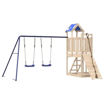 Set Joacă Exterior Lemn Masiv Pin cu Leagăn Dublu