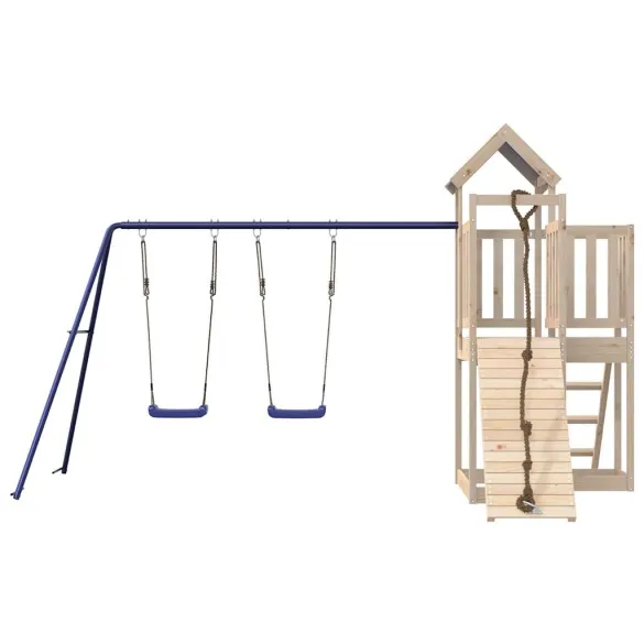 Set Joacă Exterior Lemn Masiv Pin cu Leagăn Dublu