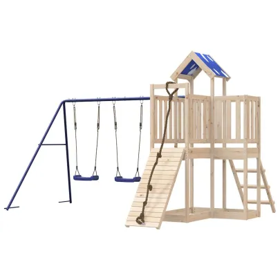 Set Joacă Exterior Lemn Masiv Pin cu Leagăn Dublu