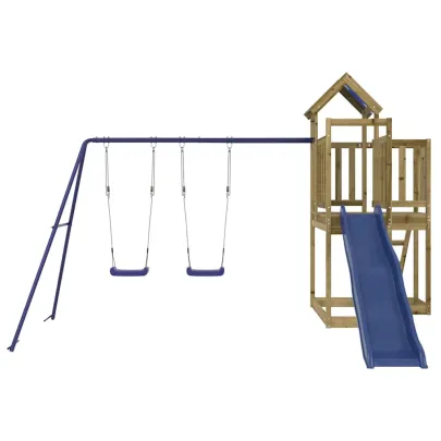 Set Joacă Exterior Lemn Pin cu Tobogan și Leagăne