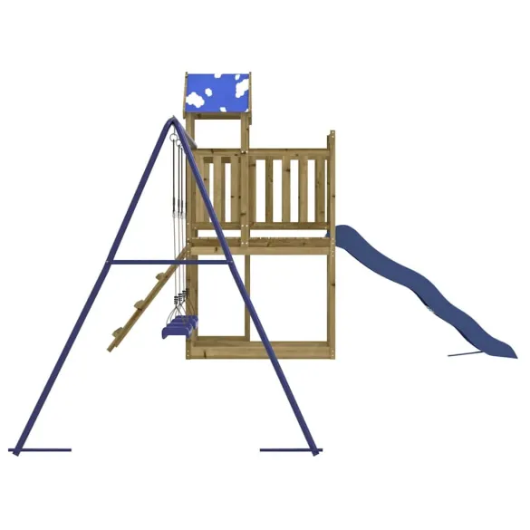 Set Joacă Exterior Lemn Pin cu Tobogan și Leagăne