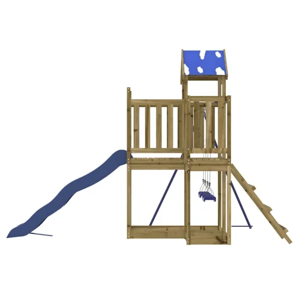 Set Joacă Exterior Lemn Pin cu Tobogan și Leagăne
