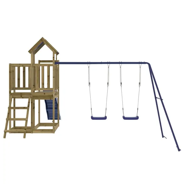 Set Joacă Exterior Lemn Pin cu Tobogan și Leagăne