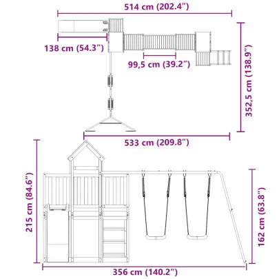 Set Joacă Exterior Lemn Masiv Pin - Livrare Gratuită