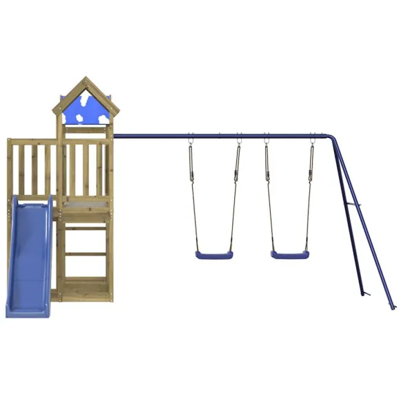 Set Joacă Exterior Lemn Pin | Tobogan Leagăne Turn
