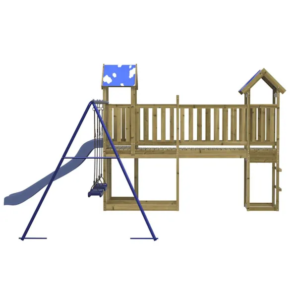 Set Joacă Exterior Lemn Pin | Tobogan Leagăne Turn