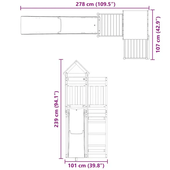 Set Joacă Exterior Lemn Pin cu Tobogan | Livrare Gratuită
