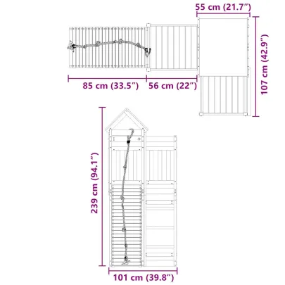 Set Joacă Exterior Lemn Douglas | Turn cu Perete Cățărat
