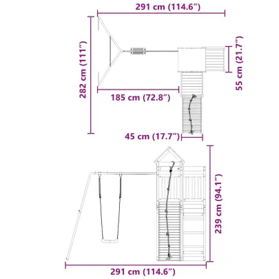 Set Joacă Exterior Lemn Douglas | Turn, Leagăn, Cățărare