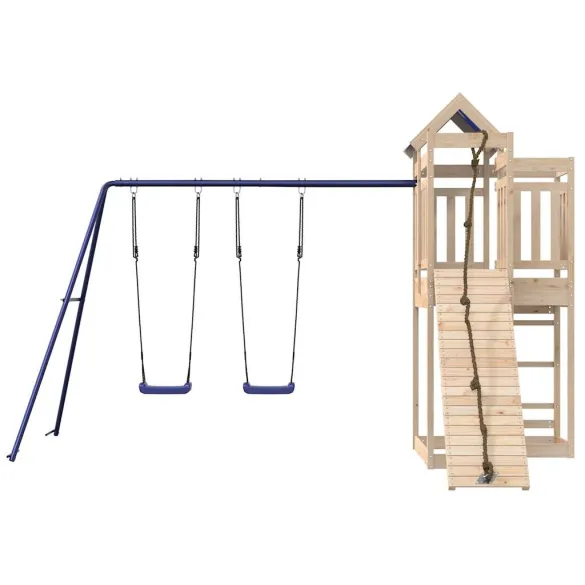 Set joacă exterior lemn pin | Balansoar dublu + Turn