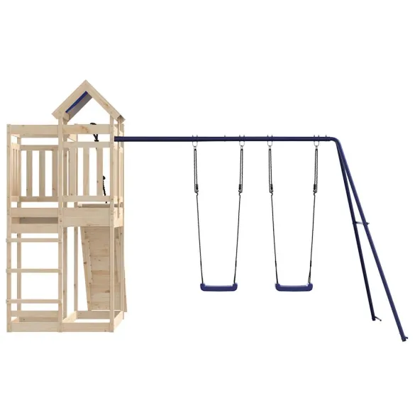 Set joacă exterior lemn pin | Balansoar dublu + Turn