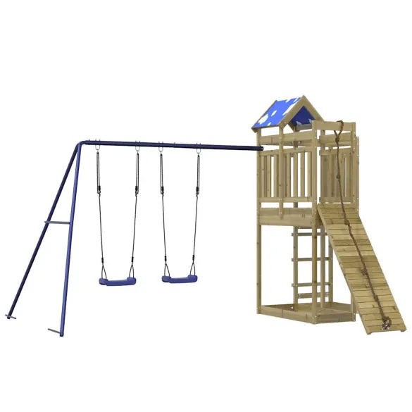 Set Joacă Exterior Lemn Pin | Turn + Leagăn Dublu