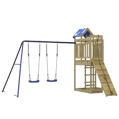 Set Joacă Exterior Lemn Pin | Turn + Leagăn Dublu