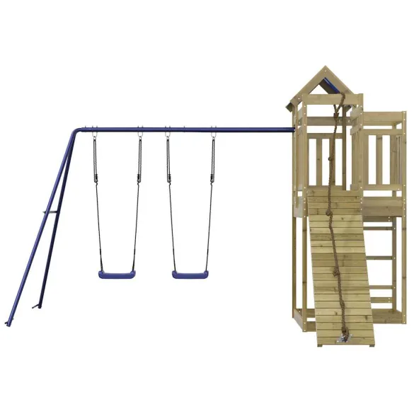 Set Joacă Exterior Lemn Pin | Turn + Leagăn Dublu