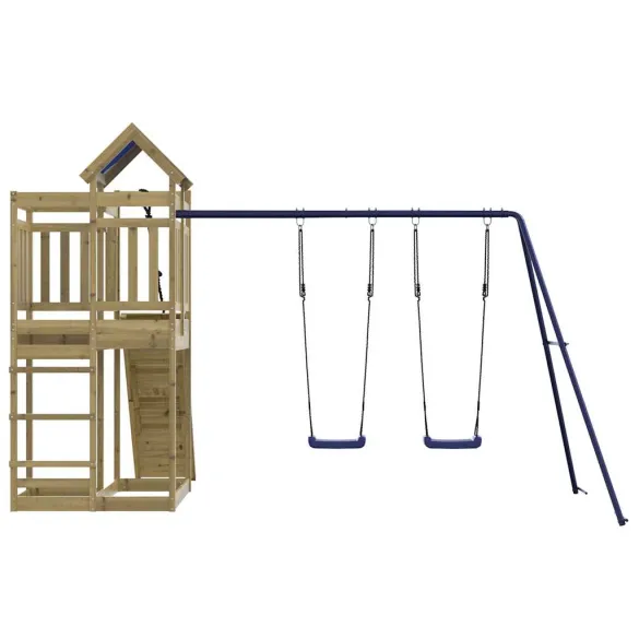Set Joacă Exterior Lemn Pin | Turn + Leagăn Dublu