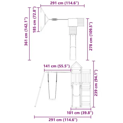 Set Joacă Exterior Lemn Douglas | Tobogan și Leagăn