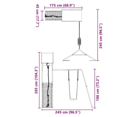 Set Joacă Exterior Lemn Pin - Turn cu Leagăn pentru Copii