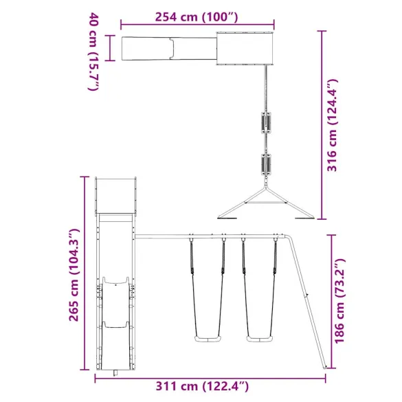 Set Joacă Exterior Lemn Douglas | Tobogan + Leagăn