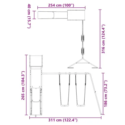 Set Joacă Exterior Lemn Douglas | Tobogan + Leagăn