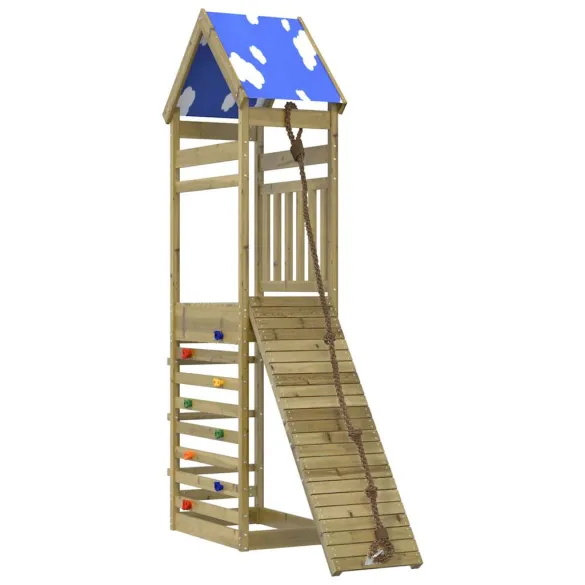 Set Joacă Exterior Lemn Pin | Turn cu Perete Cățărare