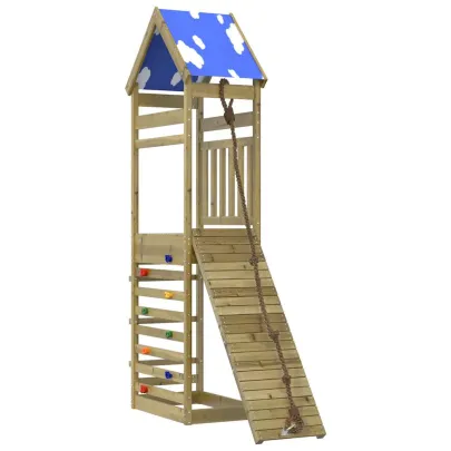 Set Joacă Exterior Lemn Pin | Turn cu Perete Cățărare