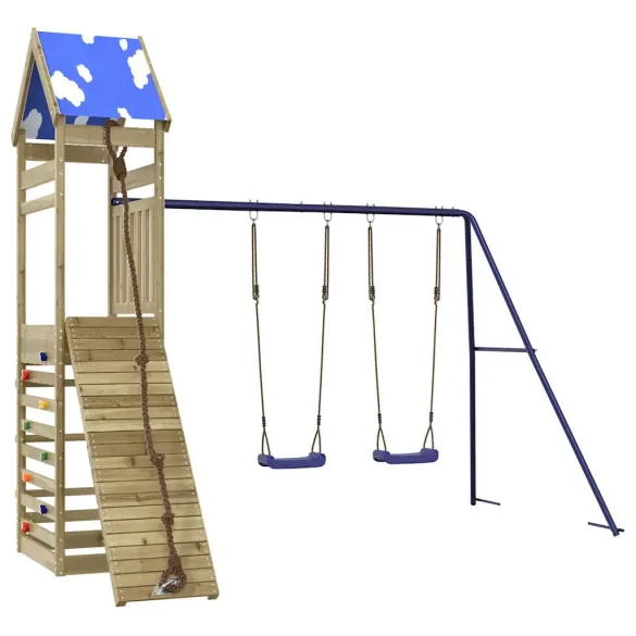 Set Joacă Exterior Lemn Pin | Turn cu Leagăn Dublu