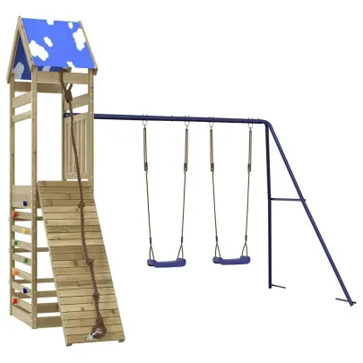 Set Joacă Exterior Lemn Pin | Turn cu Leagăn Dublu
