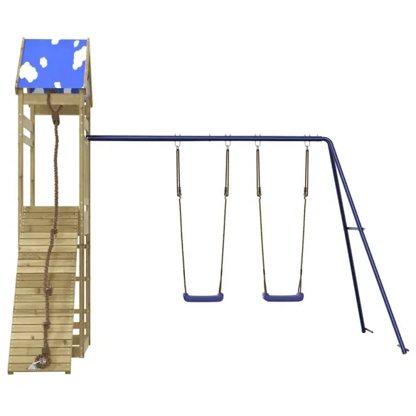 Set Joacă Exterior Lemn Pin | Turn cu Leagăn Dublu