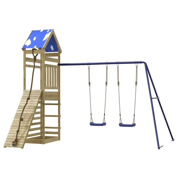 Set Joacă Exterior Lemn Pin | Turn cu Leagăn Dublu
