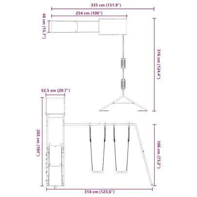 Set Joacă Exterior Lemn Douglas cu Tobogan și Leagăn