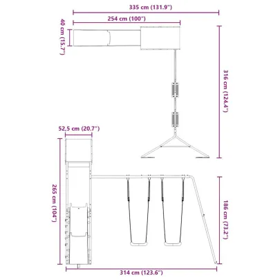 Set Joacă Exterior Lemn Pin | Tobogan și Leagăne