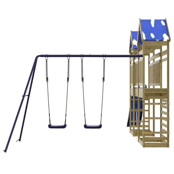Set Joacă Exterior Lemn Pin - Tobogan și Leagăne