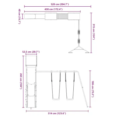 Set Joacă Exterior Lemn Pin - Tobogan și Leagăne
